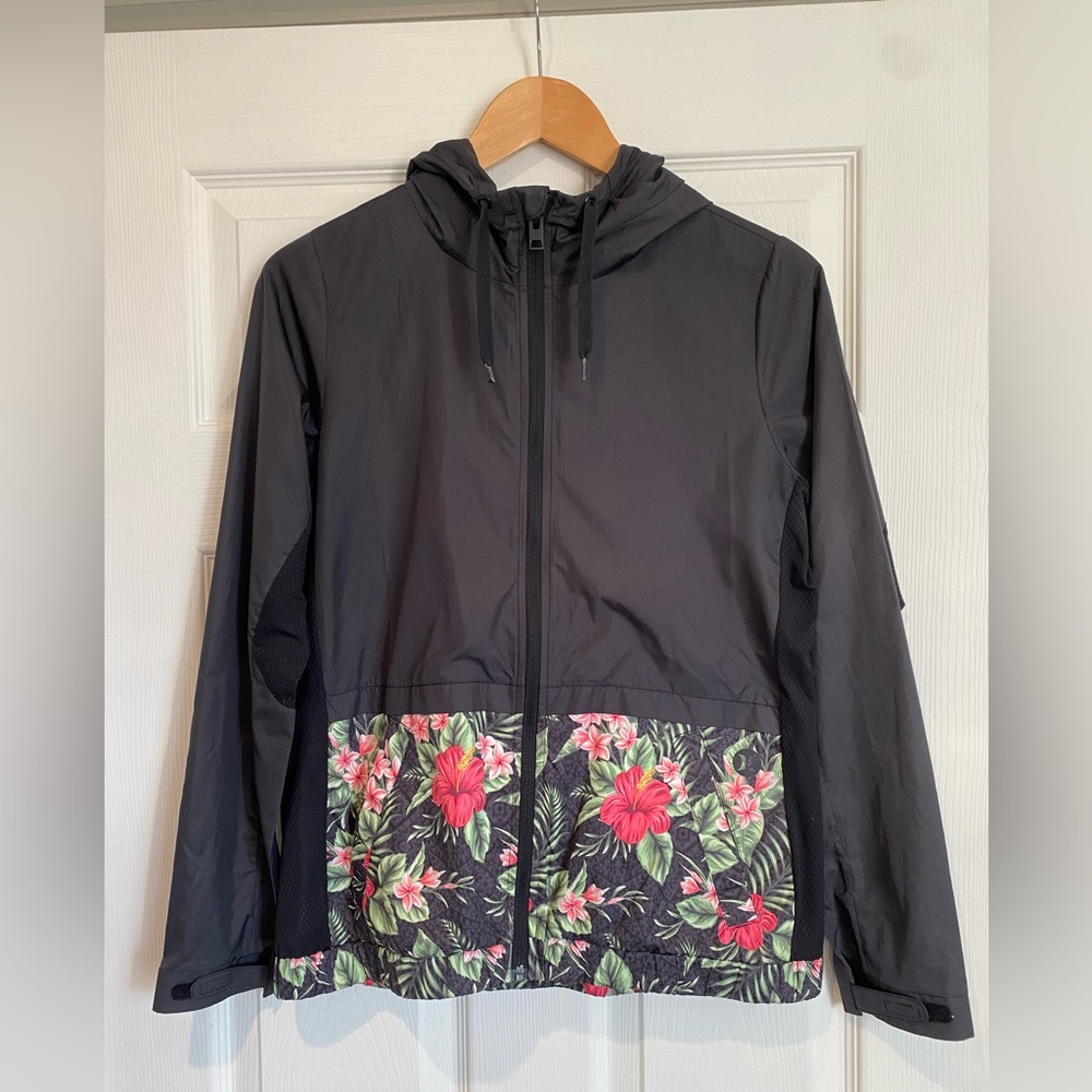 Hurley Black Tropical Floral Women's Breathable Running Jacket Size S - Picture 1 of 13